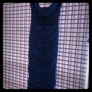 Strapless a sexy Blue Satin Dress